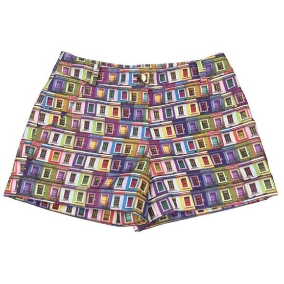 TED BAKER London Prims Window Multicolor Print Cuffed Hem Short Women's Size 2 - Picture 3 of 7